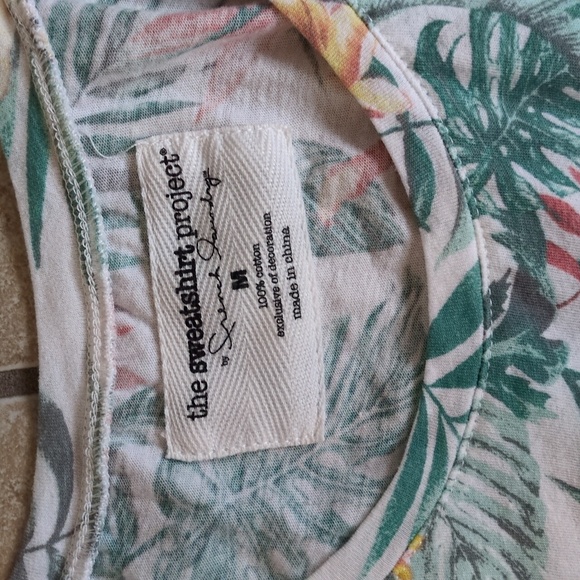 Tropical Floral Tank Top - Green and Pink - Picture 2 of 3